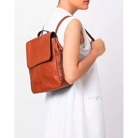 S NWB Fossil Claire Brandy Leather Backpack SHB1932213 Brown $195 main image 8